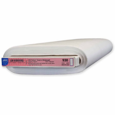 Pellon 930 Sew-in Fabric, White 20" x 10 Yards by the Bolt