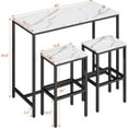 thumbnail image 7 of Yongchuang 3 Piece Bar Table Set, Bar Table and Chairs Set of 2, Modern Counter Height Table with 2 Stools for Kitchen, Dining Room, Living Room Breakfast Table White Faux Marble Wood Top, 7 of 7