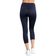 thumbnail image 3 of Juniors Active Stretch Capri Length Yoga Workout Leggings with Wide Wastband (Navy, S), 3 of 5