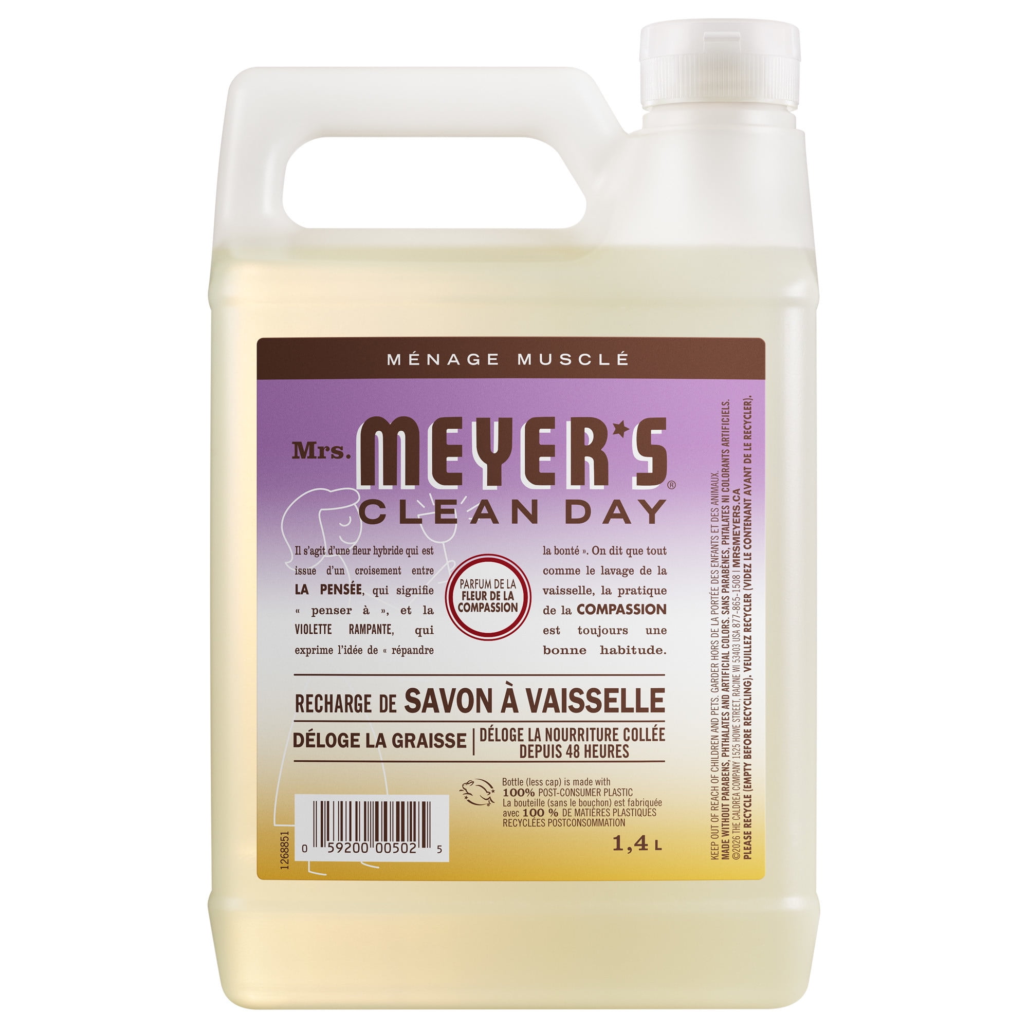 Recharge pour vaisselle Mrs. Meyer’s Clean Day Fleur de Compassion 1,4 L