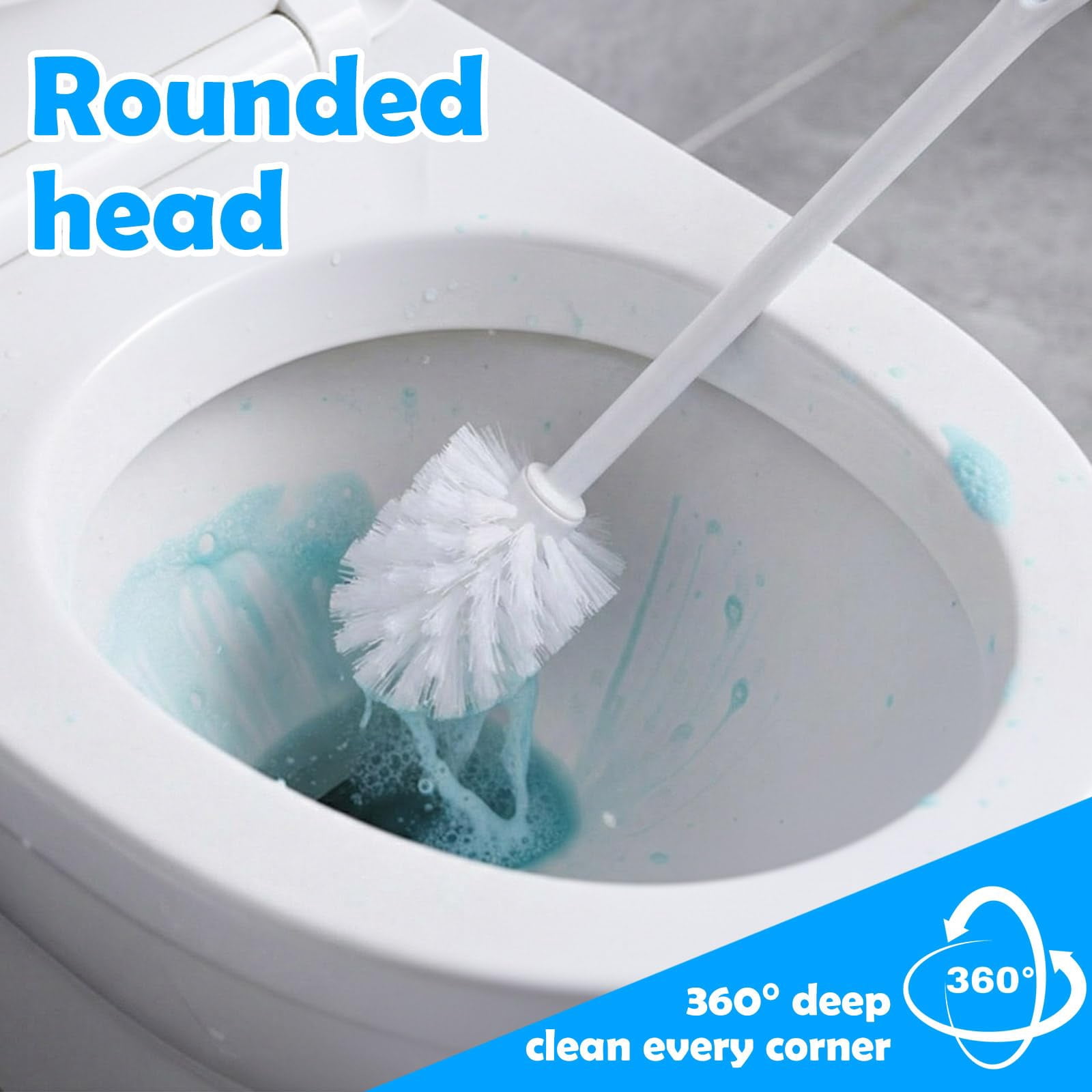 12 17.3 Inch White Toilet Brush Bulk With Hook Hole Long Handle Bowl Cleaner Scrubber For Bathroom Household Cleaning Supplies Christmas Home Gifts