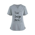 thumbnail image 3 of Scrubs for Women Lightweight Solid Color V-Neck Short Sleeve Scrub Tops Uniform Workout Regular Fit Clothes, 3 of 3