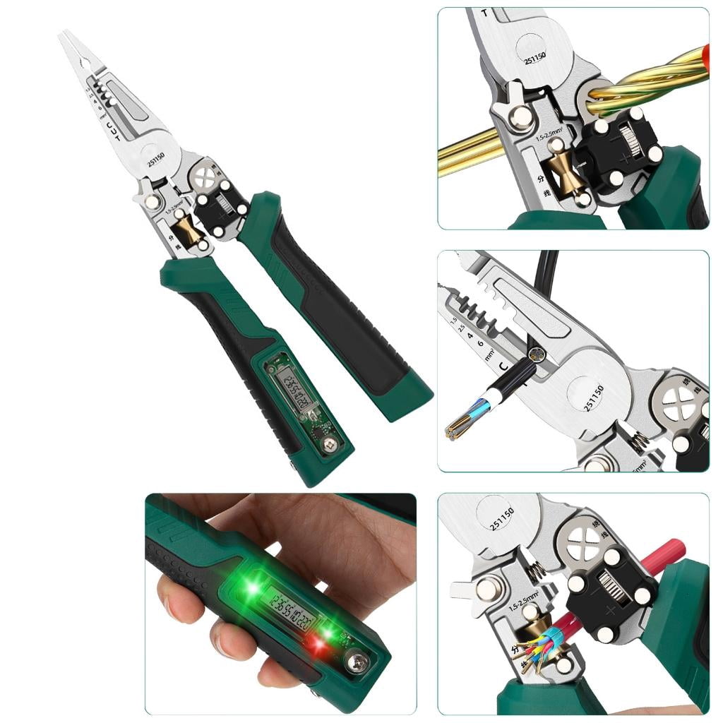Osdhezcn Wire Stripper Tool Voltage Indicator Alarm Ergonomic Handle Carbon Steel for Electrical Maintenance