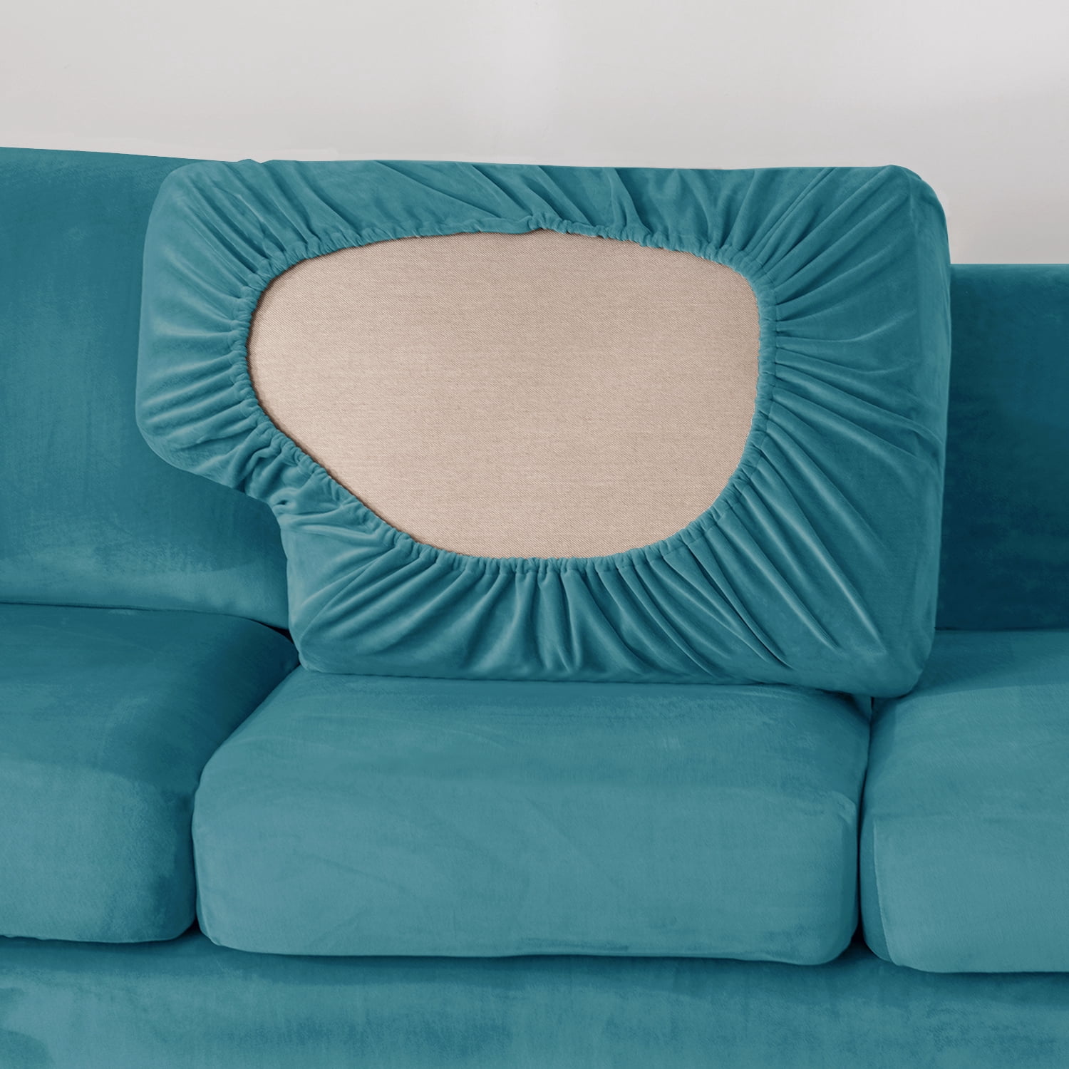 CJC Armchair Sofa Cover for 1-Seater, 3-Piece Velvet Couch Slipcover with Separate Backrest and Cushion Cover, 9 Colors