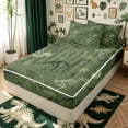 thumbnail image 2 of meiyoeat Green Skeleton Dinosaur Zipper Full Size Comforter Sets with Fitted Sheet and 2 Pillowcases for Boys, Camouflage Bone Zipper Bedding Set, Olive, Black Reversible, 4pcs, 2 of 7