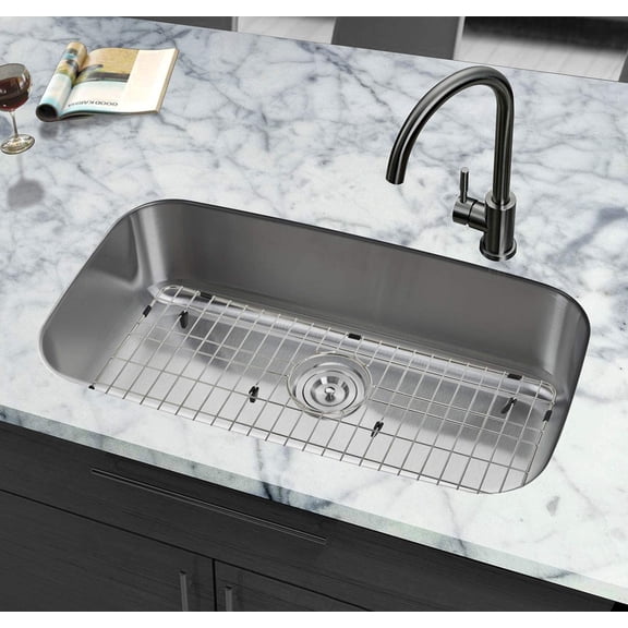 Kitchen Sink Grid and Sink Protectors, Stainless Steel Sink Grids for Bottom of Kitchen Sinks, 26" x 14" with Rear Drain for Single Bowl Sinks