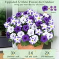 thumbnail image 3 of Yastouay Artificial Fake Flowers for Outdoor,4 Pcs No Fade Faux Petunias,UV Resistant Realistic Silk Flowers,for Garden Balcony Yard Porch Deco,Purple/White, 3 of 9
