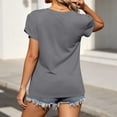 thumbnail image 7 of Cmfcve Tops for Women Pleated Puff Short Sleeve Crew Neck Summer Blouses Casual Loose Fitted Twist Front T Shirts, 7 of 7