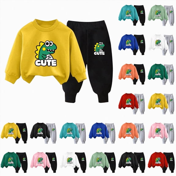 1-2 Years Toddler Toddler Boy Girl Fall Outfit Long Sleeve Sweatshirt Pants 2Pcs Clothes Set 6-12 Months 12-24 Months 2T 3T 4T 5T 6T 7T Boy Gift Setfor Boy