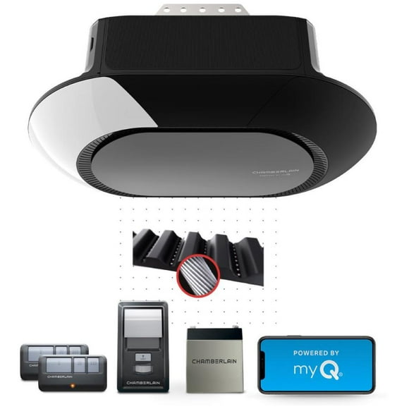 MyQ Smart Garage Opener with Ultra Quiet Belt Drive System - 3/4 HP + Battery Backup