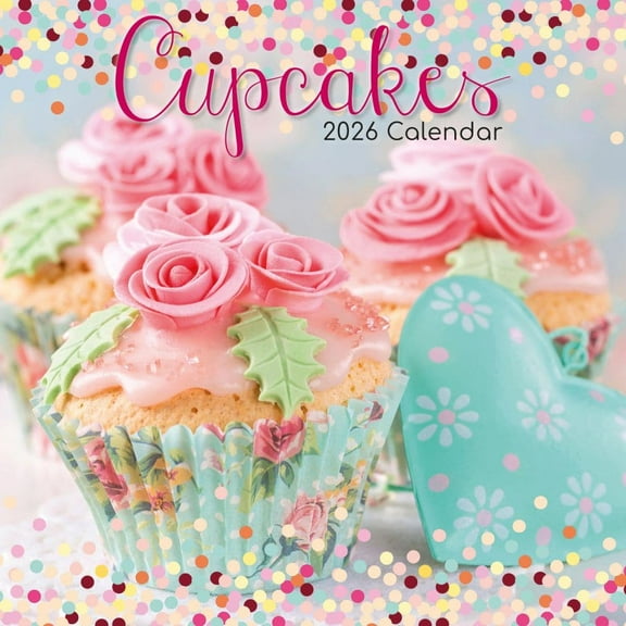 Gifted Stationery Co, Cupcakes 2026 Wall Calendar, 12'' X 12'', 16-Month Calendar with Wire-O Binding