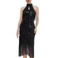 thumbnail image 2 of DailyTrove Women's Sleeveless Sequin Flapper Dress, Fringe Trim, Roaring 20s & Party Wear, Fit, 2 of 6