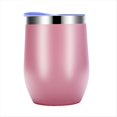 thumbnail image 1 of de Cáscara de Huevo Aislada de Acero Inoxidable de Doble Capa de Huevo de Vino Tinto Al Vacío Vaso de Café con Tapa Rosa, 1 of 5