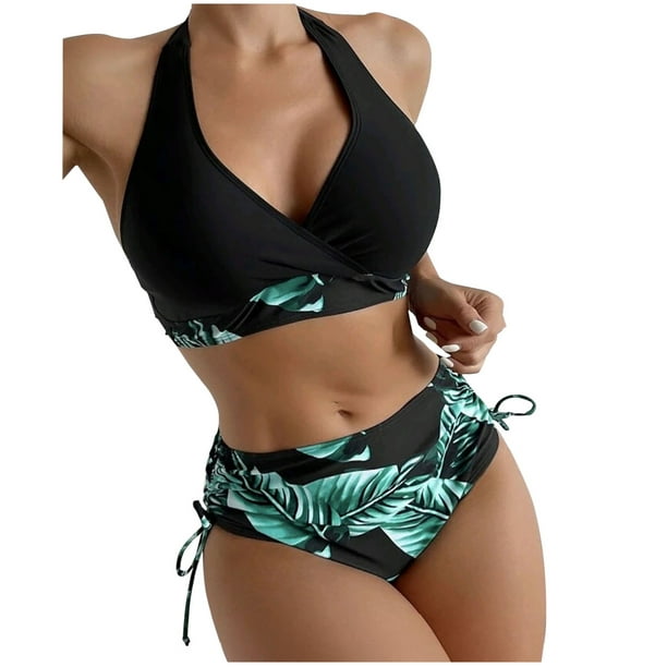 Conjunto de bikini sólido de contraste de pecho alto cómodo para mujer Conjuntos de traje de baño sólidos OAVQHLG3B Store lin121212
