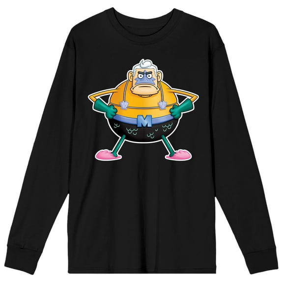 The SpongeBob SquarePants Black Mermaid Man Long Sleeve Mens Tee-XS