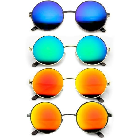 Round Vintage Sunglasses - 2 Pc Retro Vintage Round Sunglasses Shades John Lennon Frame Color Mirror Lens