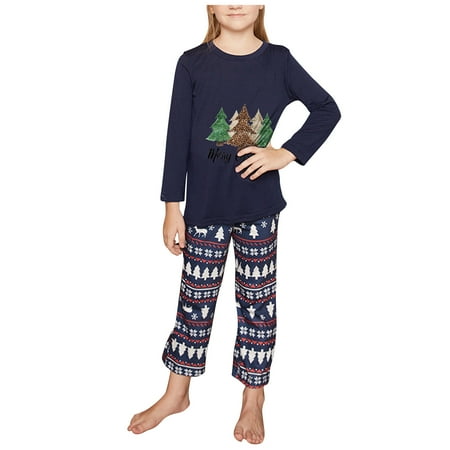 

Fesfesfes Xmas PJS Boys Girls Christmas Print Long Sleeve Top Pants Suit Family Parent-child Wear Sale Items