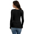 thumbnail image 4 of Womens Long Sleeve Square Neck Shirts Basic Slim Fit Tee Tops, 4 of 5