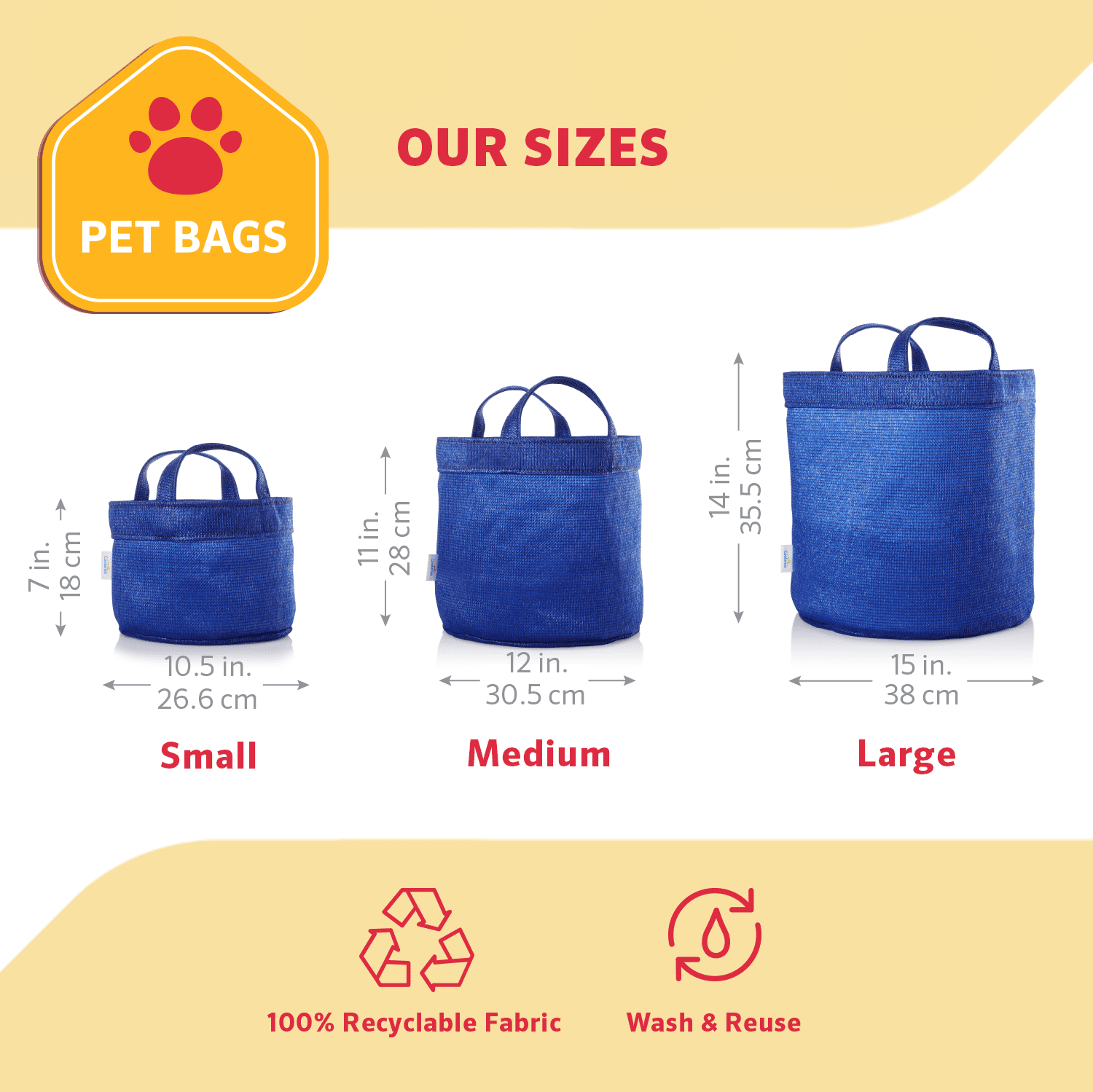 Coolaroo Dog Storage Toy Bin with Handles, 2 Pack Assorted Medium & Large Sizes, Aquatic Blue
