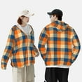 thumbnail image 4 of Fotbe Warm Orange Plaid Chaqueta con Protección Solar UPF 50+ para Hombre y Mujer, Camisa con Capucha y Bolsillos-XX-Large, 4 of 7