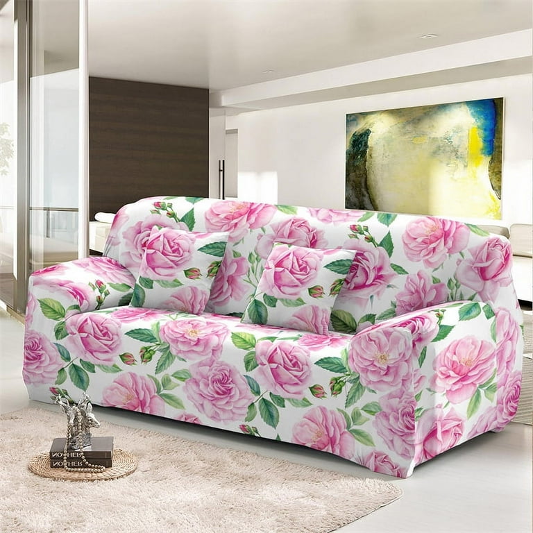 Colorful Full Print Floral Rose Pattern Slip Covers Fashion Sofa