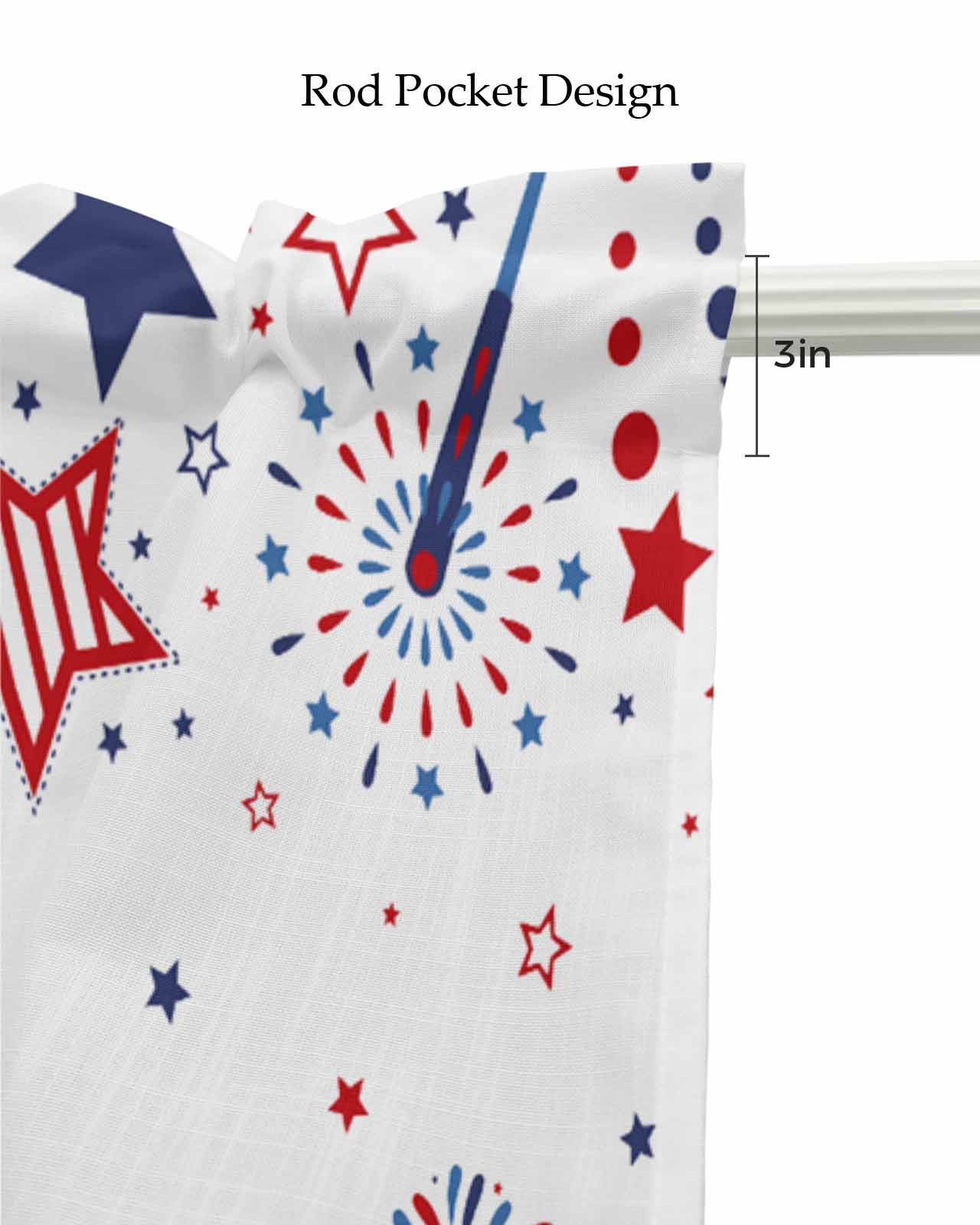 Patriotic Memorial Linen Curtain Valance for Bedroom/Bathroom/Kitchen/Office/Living/Dining Room Windows,Stripes Stars 4th of July Red Blue Rod Pocket Topper Drapes Decorative Cafe Drapery Panel 60x18