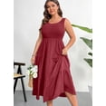 thumbnail image 4 of AURA Plus Size Summer Sleeveless Tank Dress for Women 2025 Smocked Casual Loose Sundress Flowy Beach Tiered Long Midi Dresses, 4 of 7