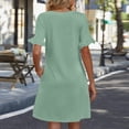 thumbnail image 5 of Summer Dresses for Women Ruffle Short Sleeve V Neck Casual Shift Dress with Pockets Mint Green XL, 5 of 5