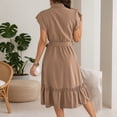 thumbnail image 5 of DHFJKG Wedding Guest Dresses For Women Summer Casual Shirt Dress Tie Waist Button Down Short Sleeve Solid Color Midi Sundress Stylish Dresses, 5 of 8