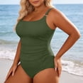 thumbnail image 2 of PMVFHDE One Piece Swimsuit Women Ribbed Casual Pleated Plus Size Monokini With Bathing Suit Design For Beach Pool, 2 of 5