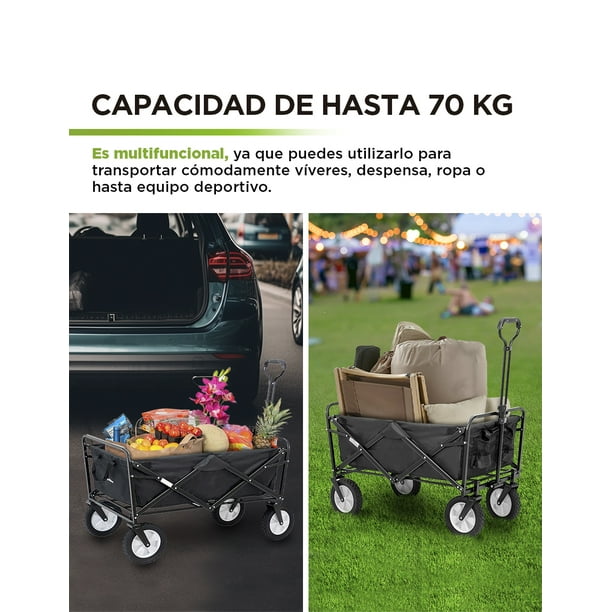 Carrito Plegable para Exteriores Hikeo Multiuso Acero Inoxidable y Tela para Transportar hasta 70 Kg Walmart en linea