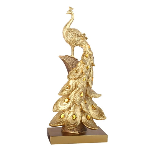 GROWTH TANK Statue Décorative de Paon Sculpture Décorative pour Armoire Or L