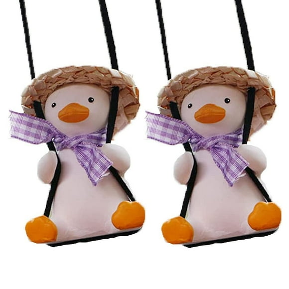 2pcs Swinging Duck Car Hanging Ornament Swing Duck Car Mirror Cute A