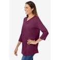 thumbnail image 3 of Woman Within Plus Size Perfect Three-Quarter Sleeve V-Neck Tee (Petite Available), 3 of 6