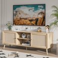 thumbnail image 3 of Rattan TV Stand for Up to 70" TV, Entertainment Center with Rattan Door and Adjustable Shelf Television Stand with Storage Cabinets Boho TV Media Console Table for Living Room, 3 of 7