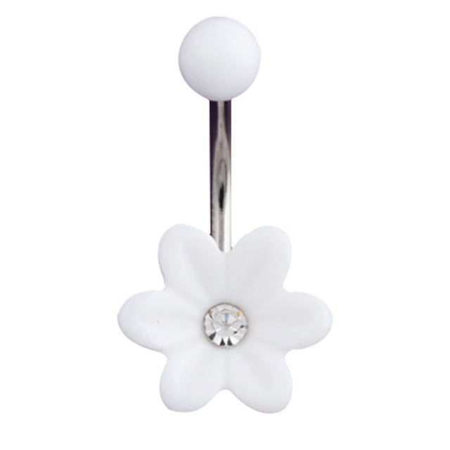 Joyería piercing del cuerpo del acero inoxidable de la barra del anillo del ombligo del vientre de la flor de moda