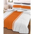 thumbnail image 3 of Quilts Twin Size Bedding Set, Orange Solid Color Texture Lightweight Quilted Comforter, Simple Orange Stripes Soft Reversible Bedspread Coverlet with Pillow Covers for All Season, 68" x 86", 3 of 7