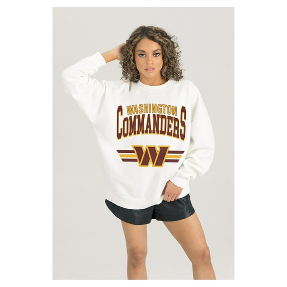 Women's Gameday Couture White Washington Commanders Swift Strike Premium Oversized Fleece Pullover Sweatshirt