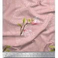 thumbnail image 1 of Soimoi Moss Georgette Fabric Animal Skin,Leaves & Pink Flower Printed Craft Fabric by the Yard 42 Inch Wide, 1 of 1