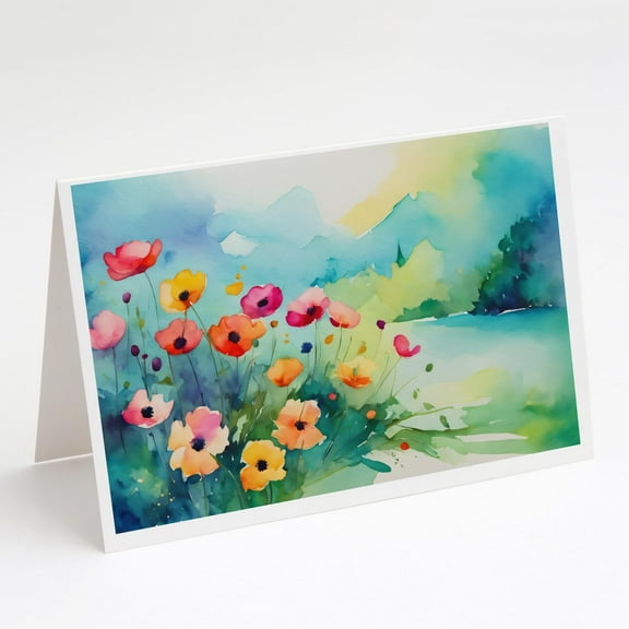Anemones in Watercolor Greeting Cards and Envelopes Pack of 8 7 in x 5 in
