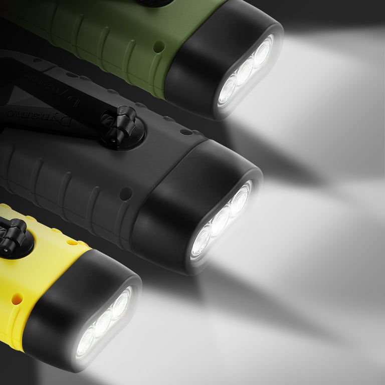 GeeRic 2-Pack Hand Crank Solar Powered Flashlight, Emergency Rechargeable  LED Flashlight, Survival Flashlight, Quick Snap Carabiner Dynamo Flashlight