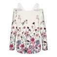 thumbnail image 5 of Dyegold Off Shoulder Long Sleeve Tops For Women Fashion Fall 2023 Shirts Dressy Casual V Neck Lace Reim Floral Print Blosues, 5 of 5