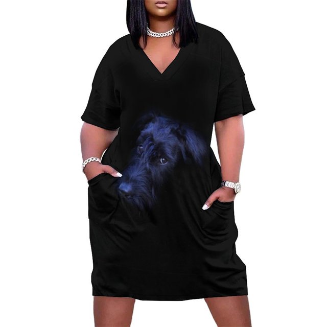 Vestido holgado de schnauzer gigante para mujer traje de baile con bolsillo vestido de noche de verano