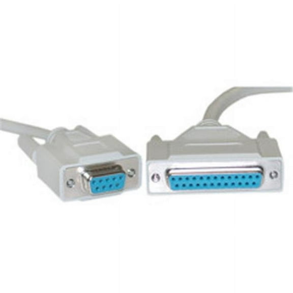 Null Modem Cable  DB9 Female to DB25 Female  UL rated  8 Conductor  6 foot