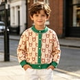 thumbnail image 4 of Kids Boys Knit Cardigan Sweater Button Front Crew Neck Beige Bear Print,Size 5-6 T, 4 of 8