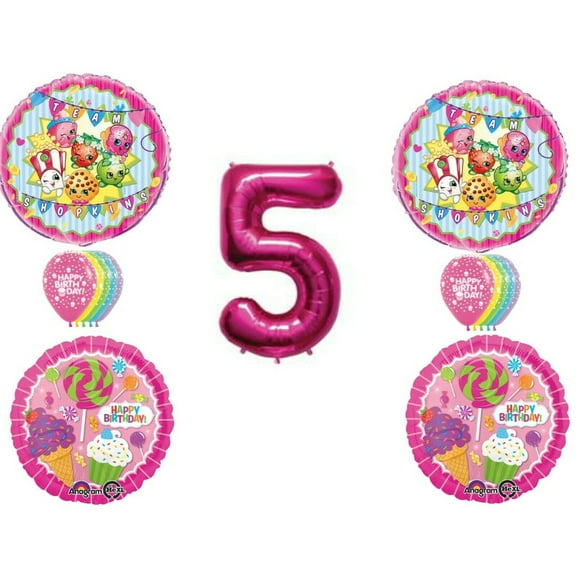 Fifth 5th Birthday SHOPKINS balloons Decoration Pink Cupcakes