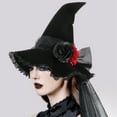 thumbnail image 4 of Witch Hat for Women Adult Witch Costume Halloween Gothic Hat with Veils Carnival Christmas Cosplay Party Accessory, 4 of 9