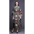 thumbnail image 3 of Bimba Dusty Blue Floral Leaves & Peony Printed Womens Robes Long Soft Kimono Robe Cotton Bride Getting Ready Robe Long M, 3 of 5