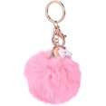 thumbnail image 1 of Llavero esponjoso Pompones rosas Llavero de coche Llaveros de animales Llaveros rosas Llavero de unicornio Colgante Pompón Regalo Llaveros de moda rosa, 1 of 5
