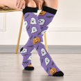 thumbnail image 5 of FORMRS Womens Knee High Socks Casual Long Thick Travel Daily Wear, 2 Pairs, Halloween Ghosts Purple, 5 of 6